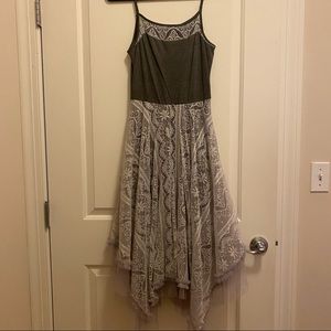 Ryu gray boho lace dress NWT